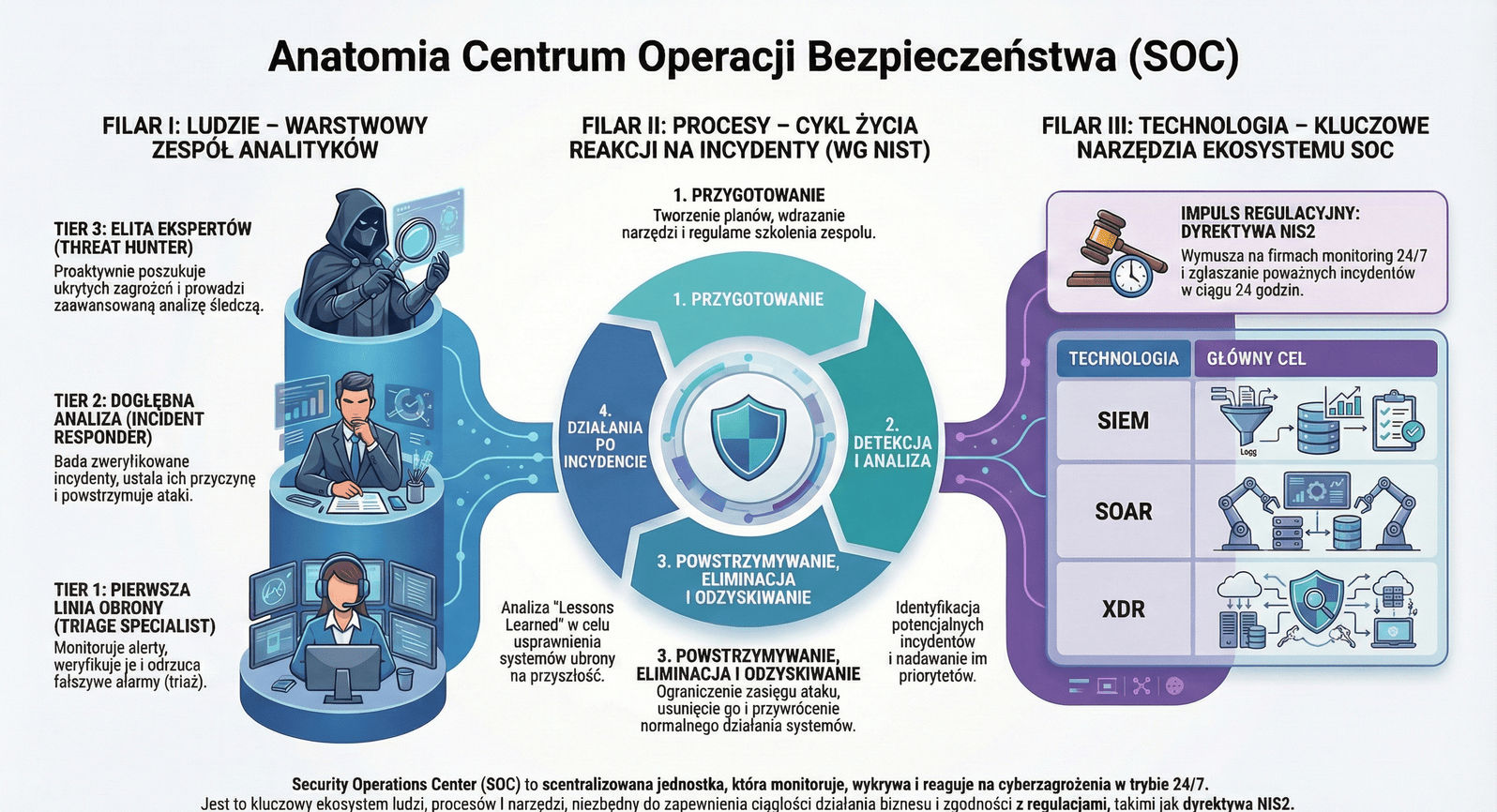 Infografika prezentująca podstawowe załozenia SOC